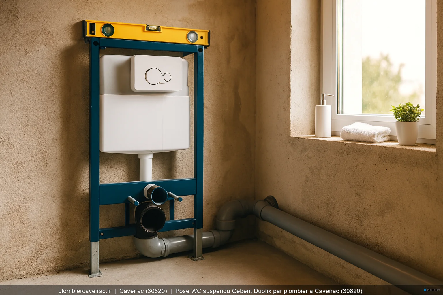 Pose WC suspendu Geberit Duofix par plombier a Caveirac (30820)